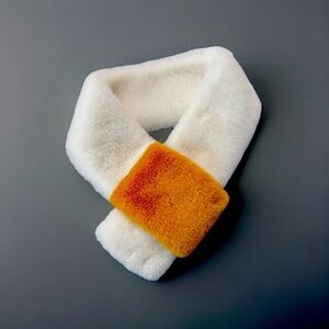 NWOT Unisex Boutique Plush Faux Fur White/Burnt Orange Wrap Scarf - OS